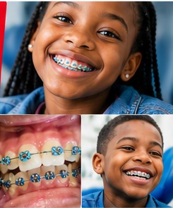 Smiling young patient wearing braces